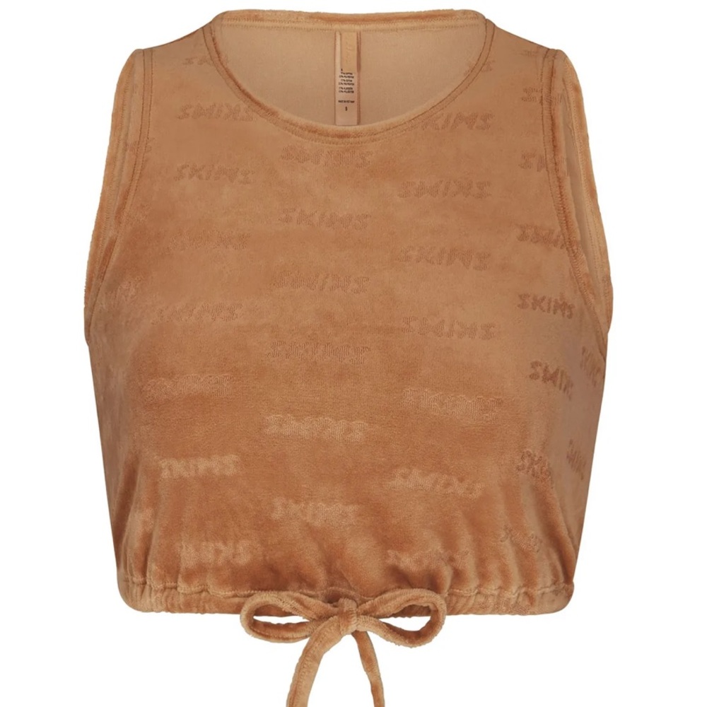 SKIMS Logo Velour Tie Tank Camel Large